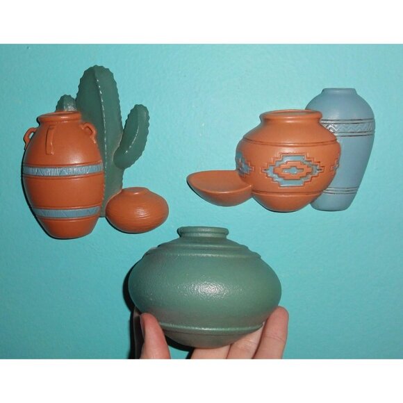 Vintage Burwood Southwest Pots & cactus Lot of 3 Wall Hangings Pueblo western - Picture 8 of 12